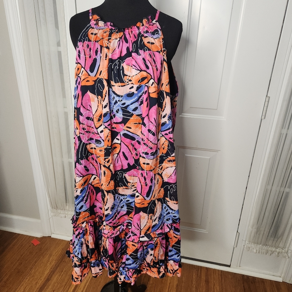 Tommy Hilfiger Pink and Orange Midi Dress